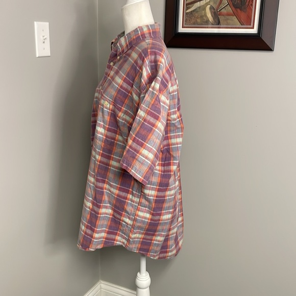 Pendleton Oceanside Mens XL Short Sleeve Shirt Button Pastel Plaid Cotton Button - Picture 3 of 5